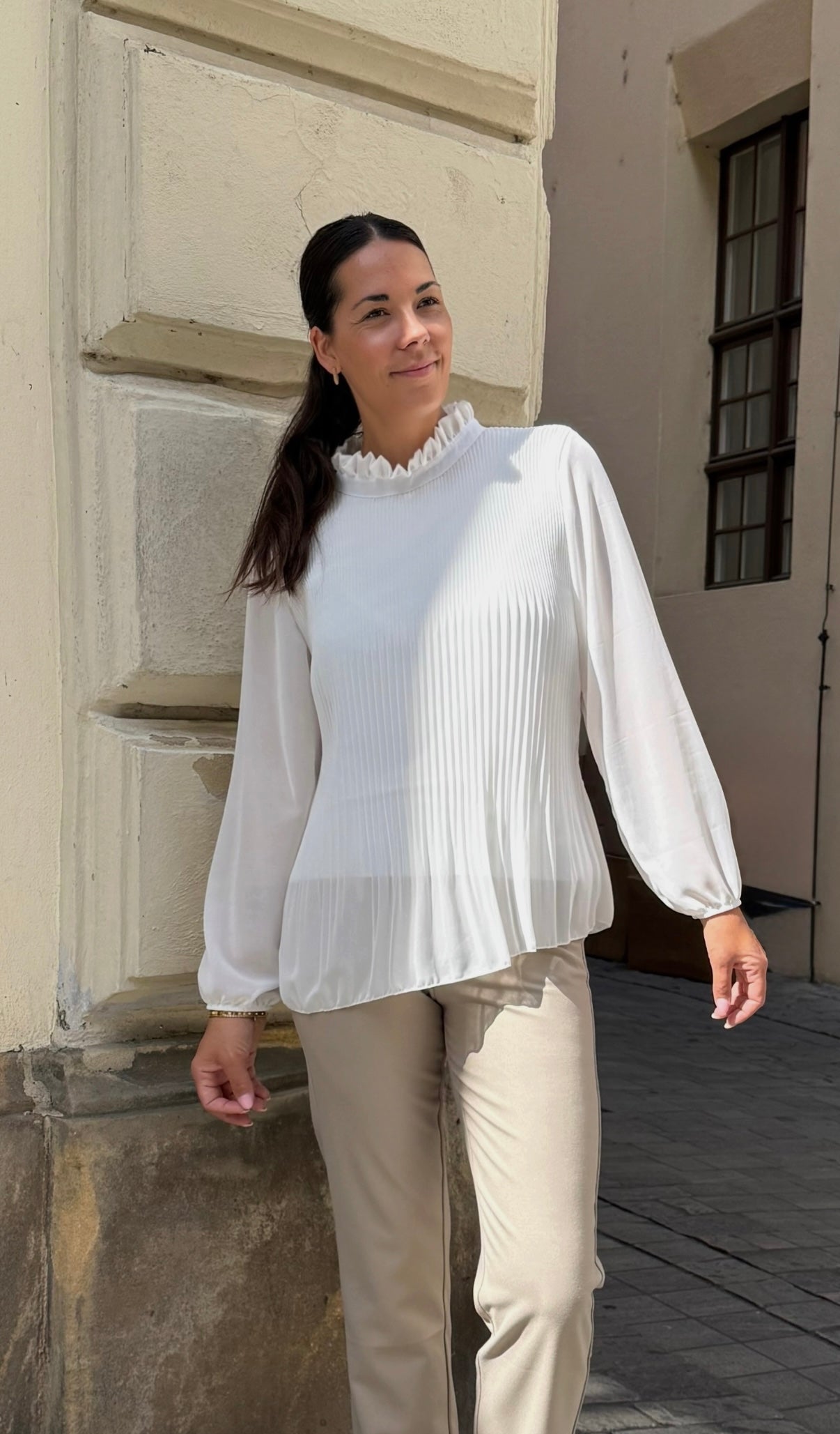 Plissee Bluse white