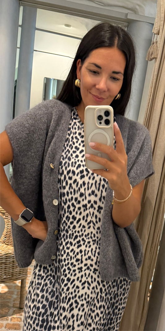 Oversized Strick Pullunder in Anthrazit