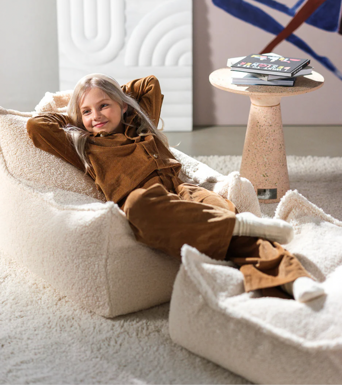 Wigiwama Sitzsack Sessel Teddy in Cremeweiß