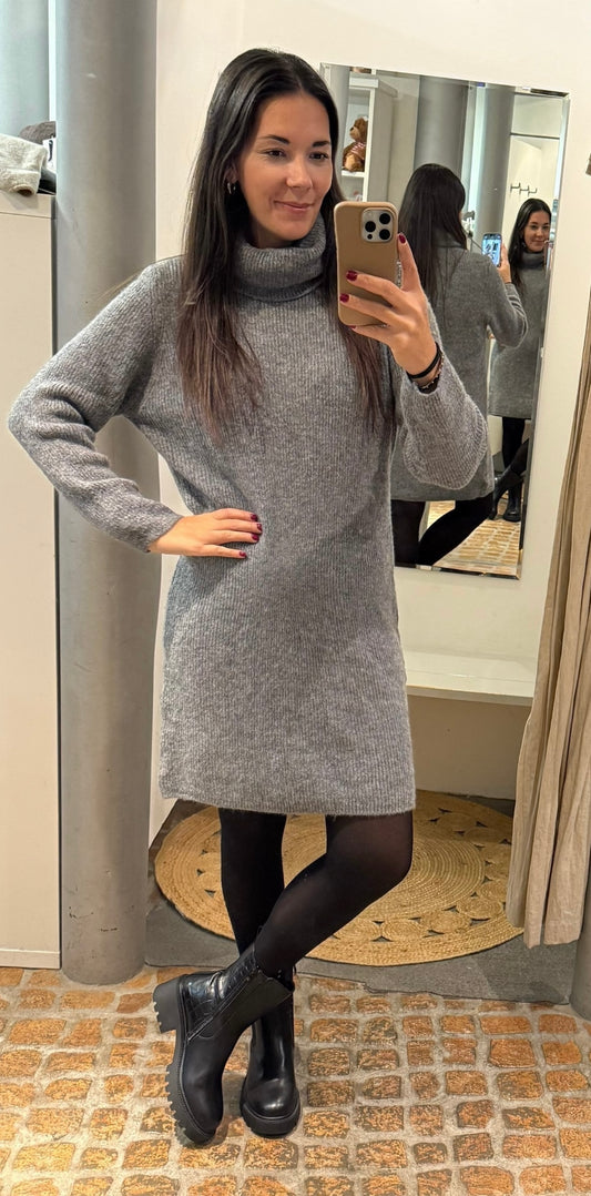 Strick Kleid in Anthrazit
