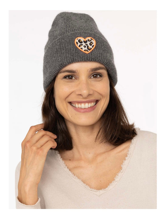 Zwillingsherz Mütze HERZ LEO in Anthrazit