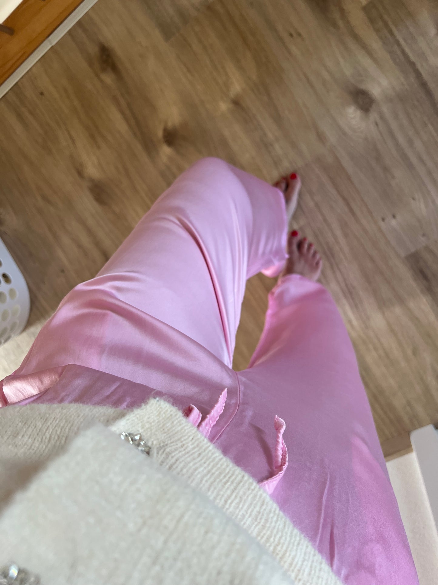 Satinhose in Rosé