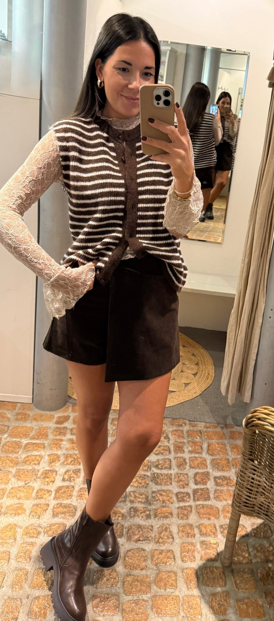 Strick Weste - Pullunder STRIPES in braun