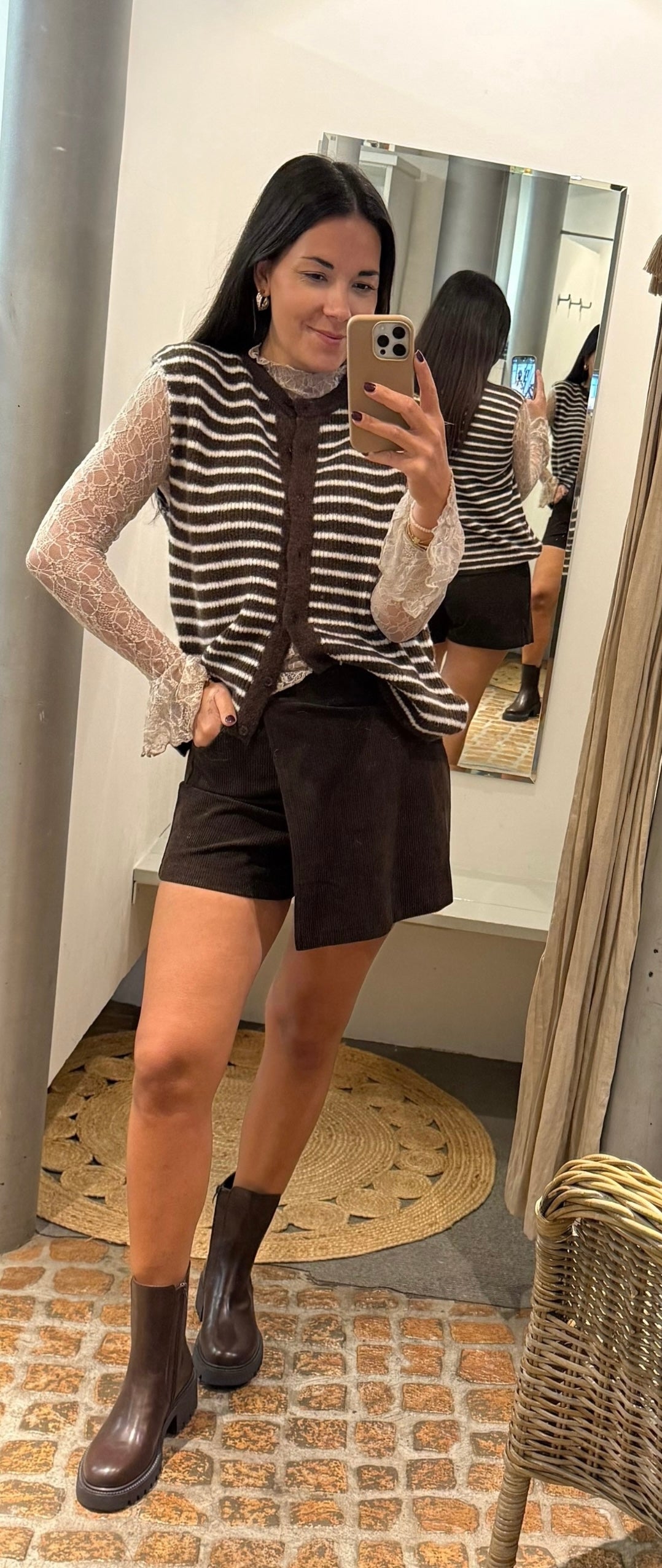 Strick Weste - Pullunder STRIPES in braun