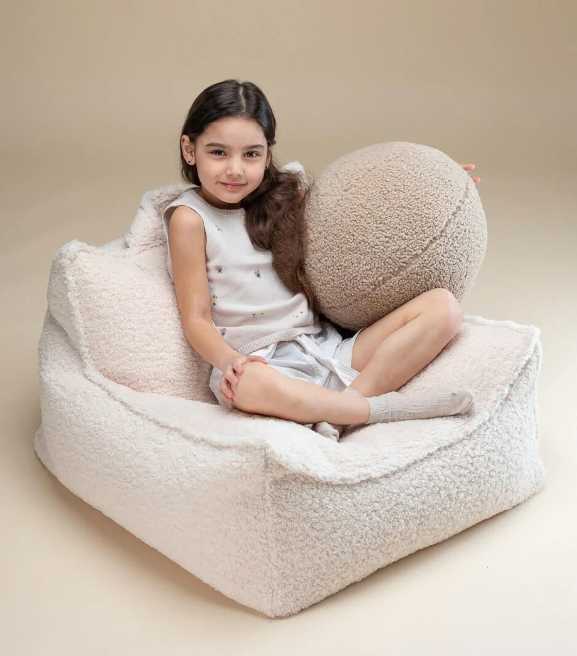 Wigiwama Sitzsack Sessel Teddy in Cremeweiß