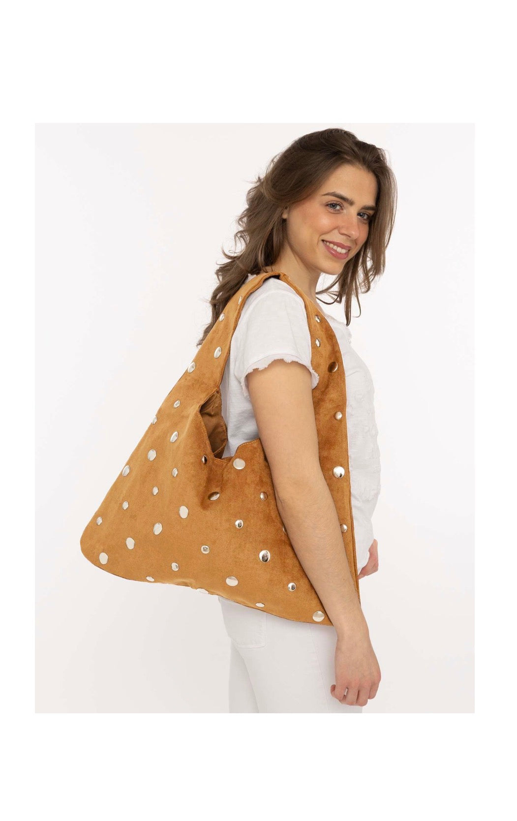 Zwillingsherz Velours Shopper Metallic in braun