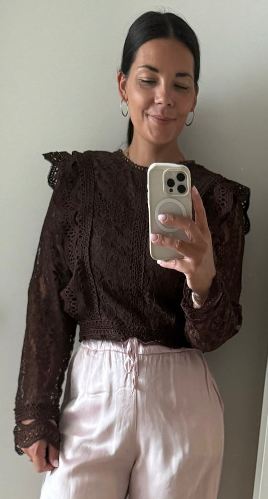 Bluse Bohemian Crochet in choco