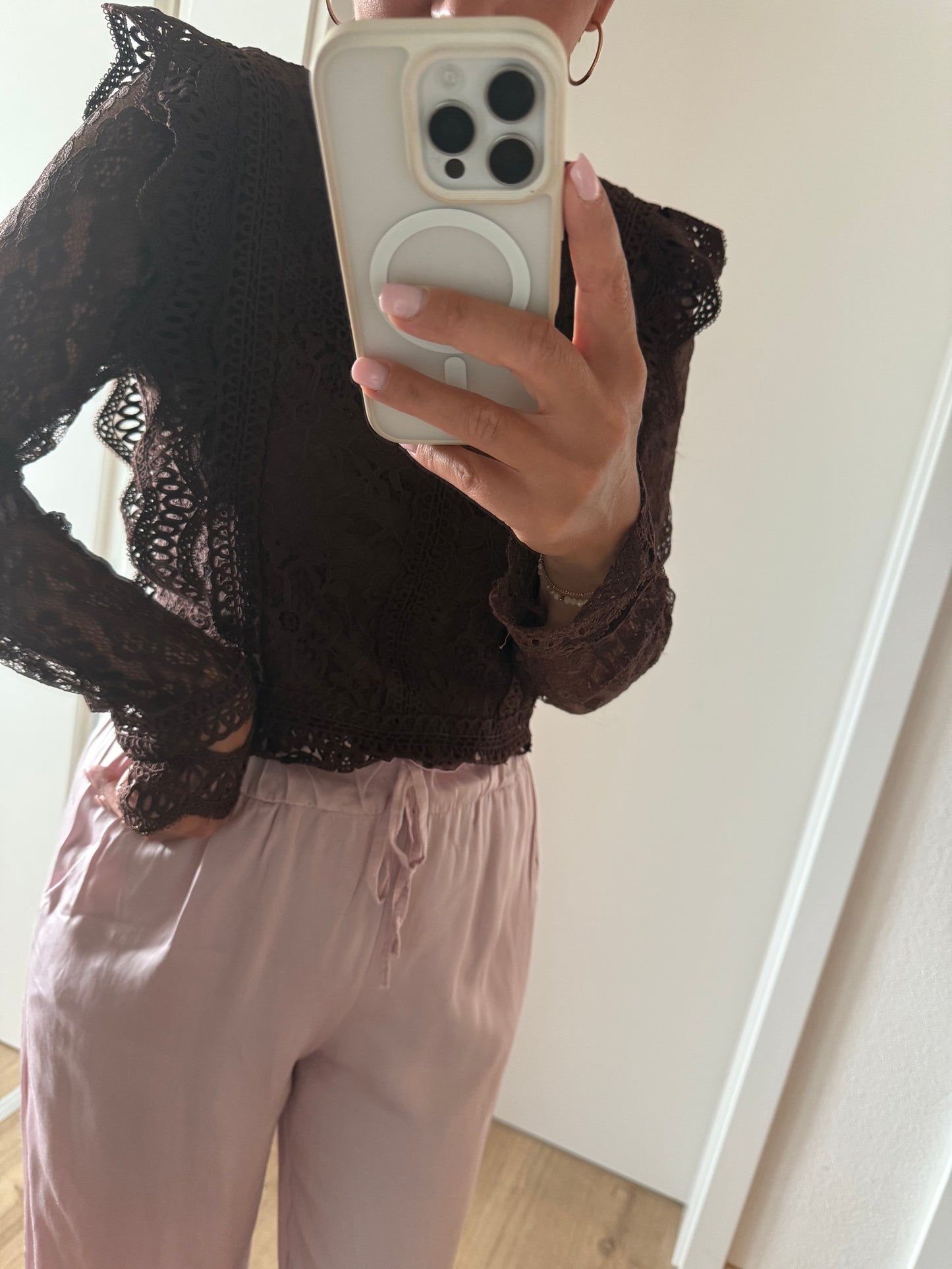 Bluse Bohemian Crochet in choco