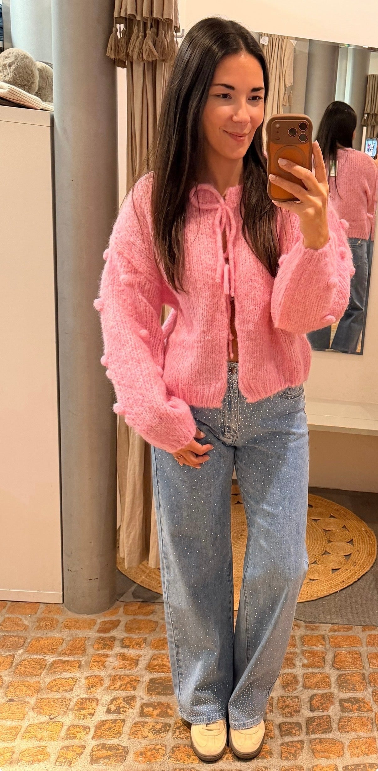 Cardigan mit Schleifen rosa