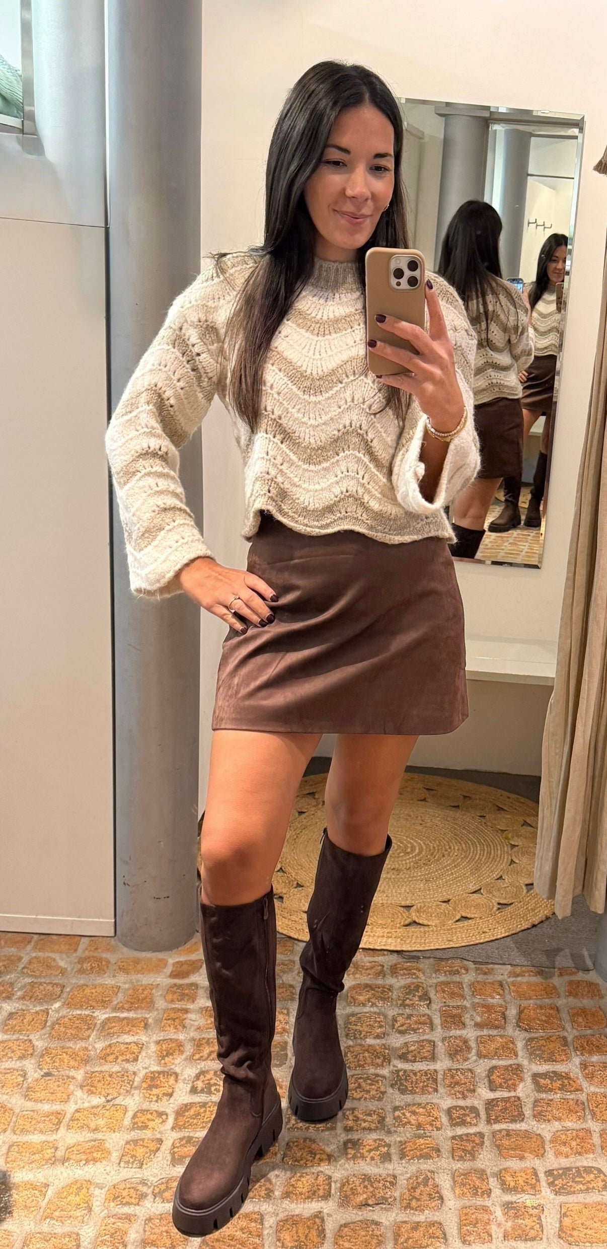 Strick Pulli in beige