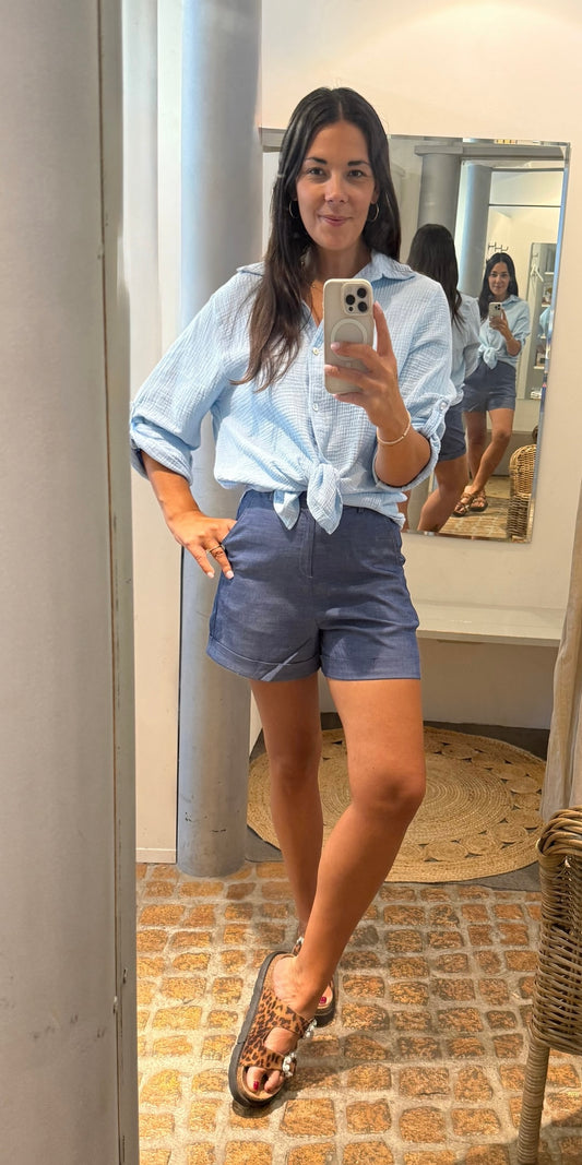 Musselin Bluse hellblau