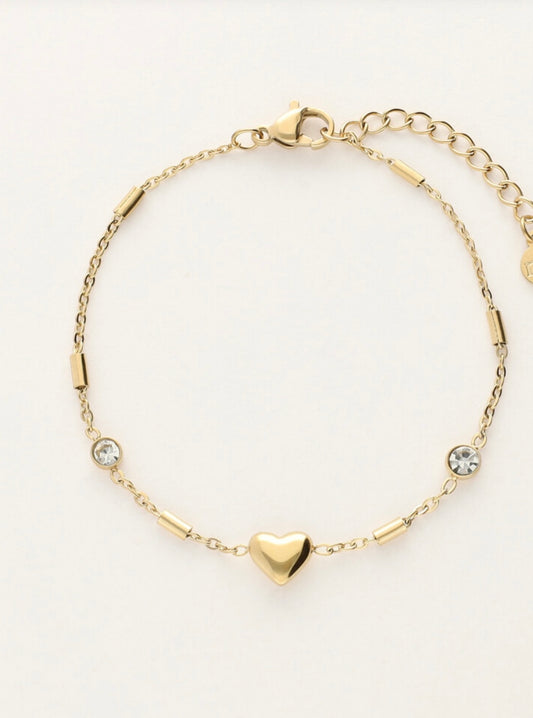 My Jewellery Minimalistisches Armband mit Herz und Strasssteinen gold