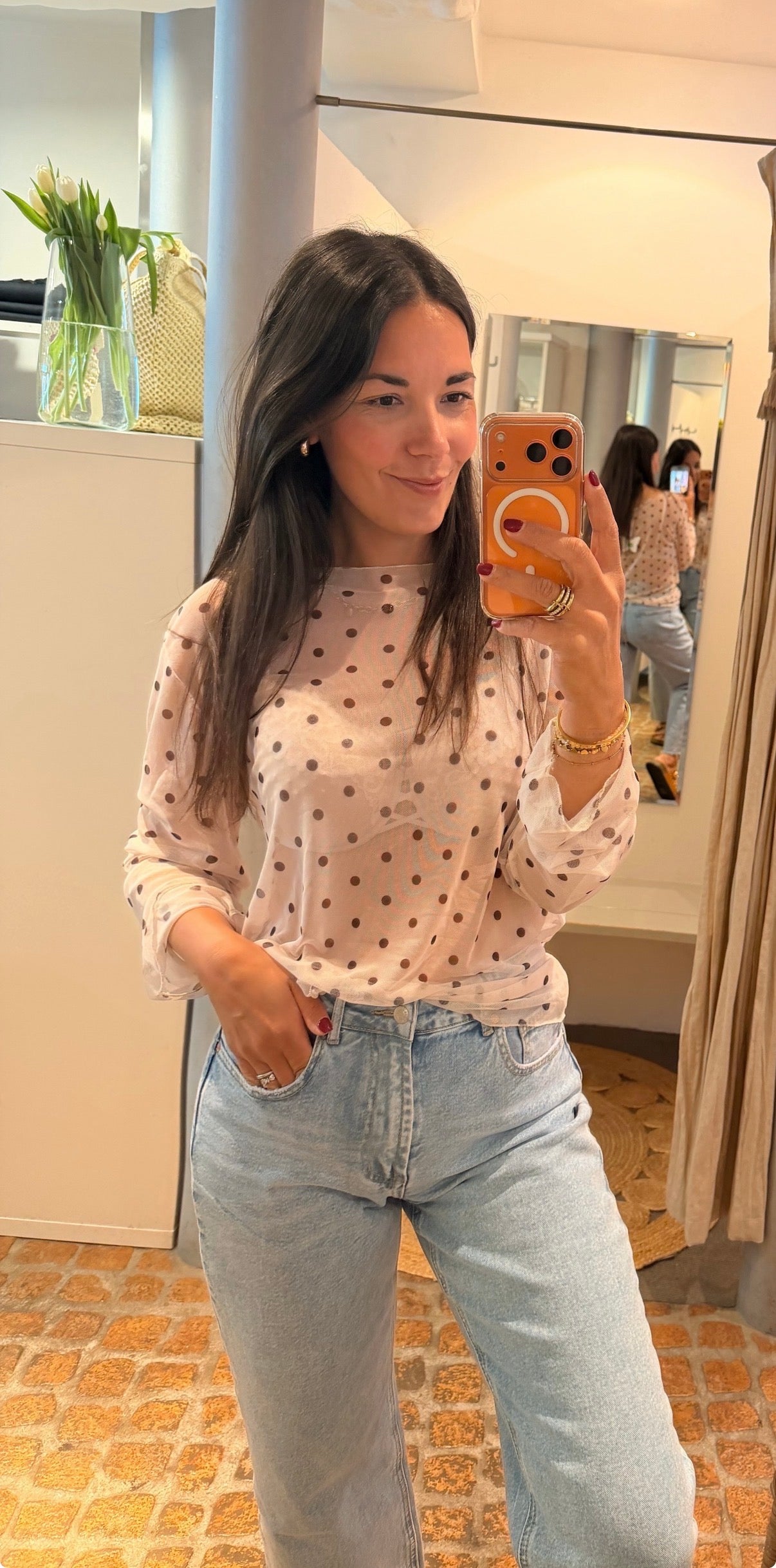 LACE SHIRT POLKA DOTS
