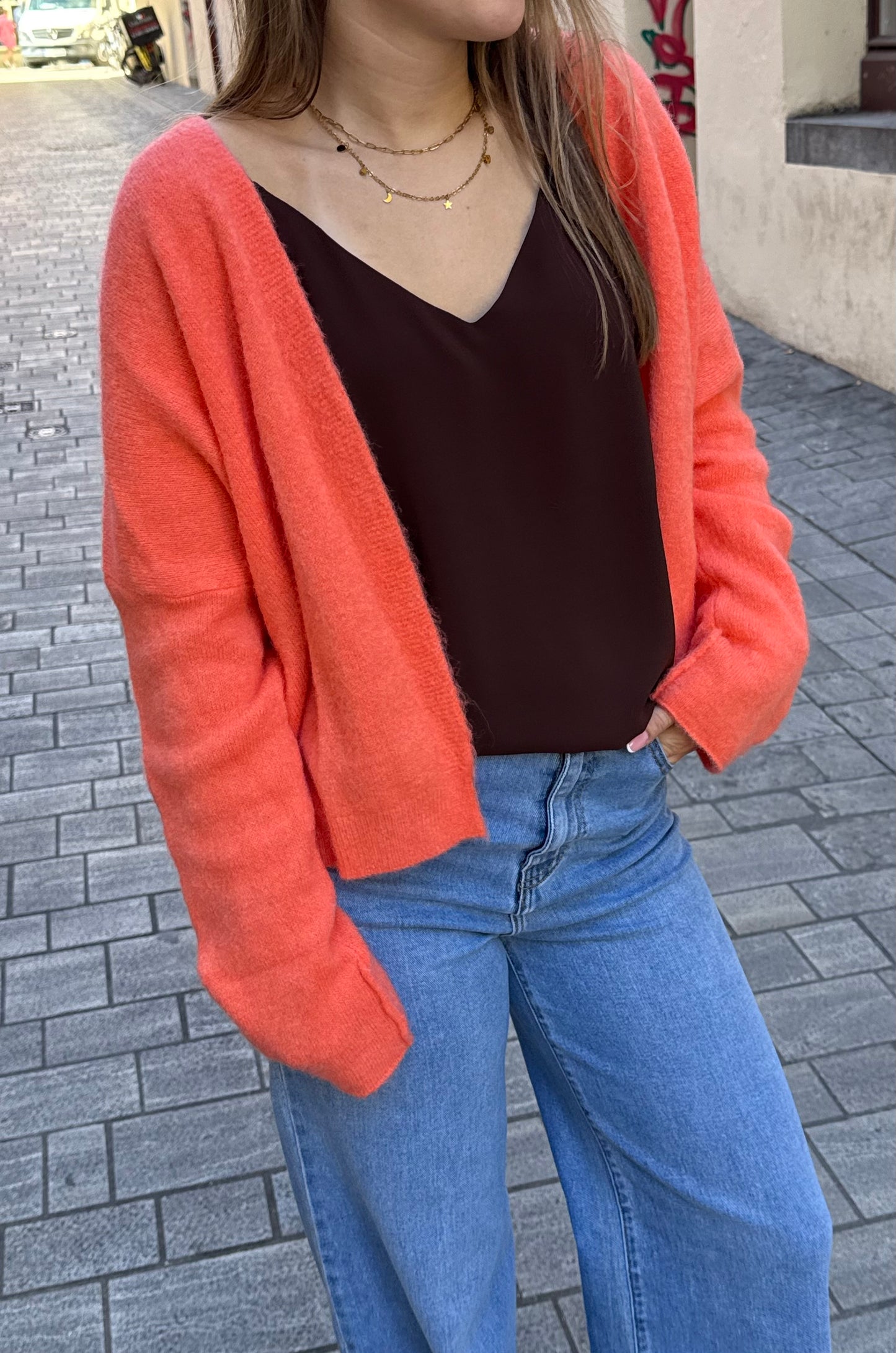 Cardigan in Orange