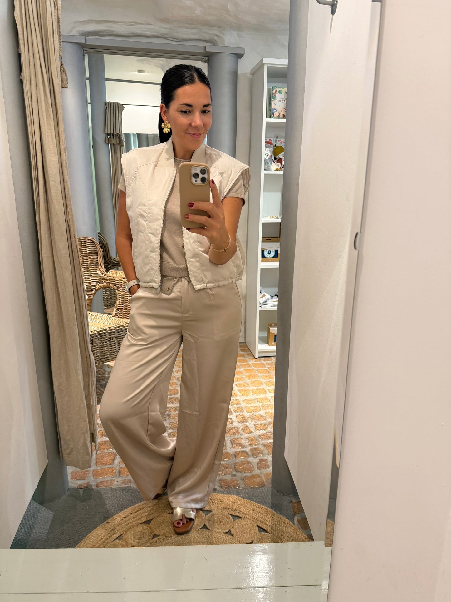 YAYA Gepolsterte Wendeweste mit Reißverschluss in beige