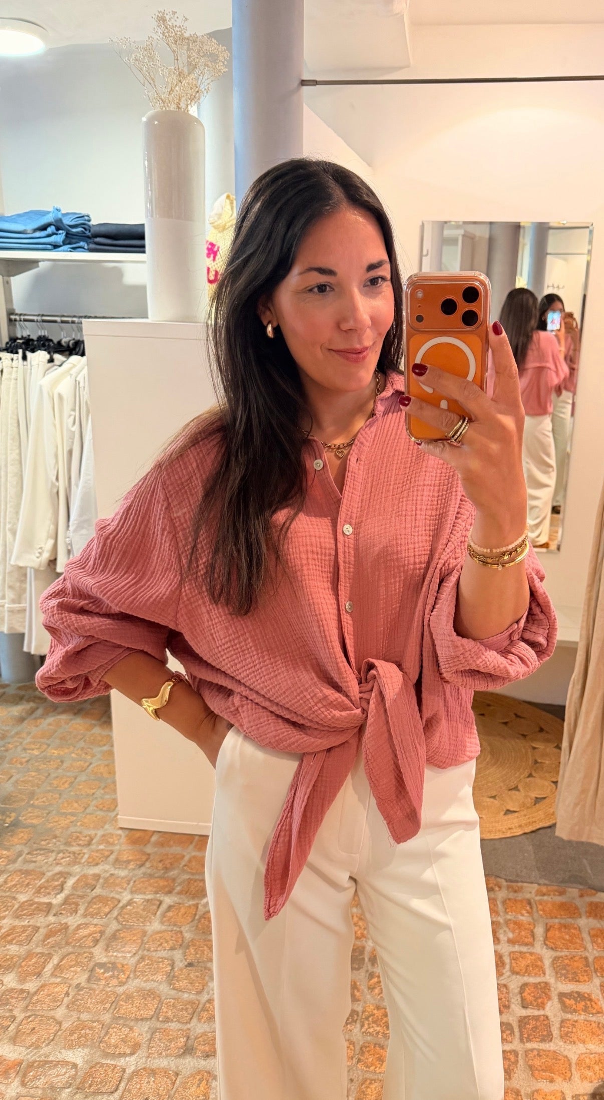 MUSSELIN BLUSE ALTROSA OVERSIZED