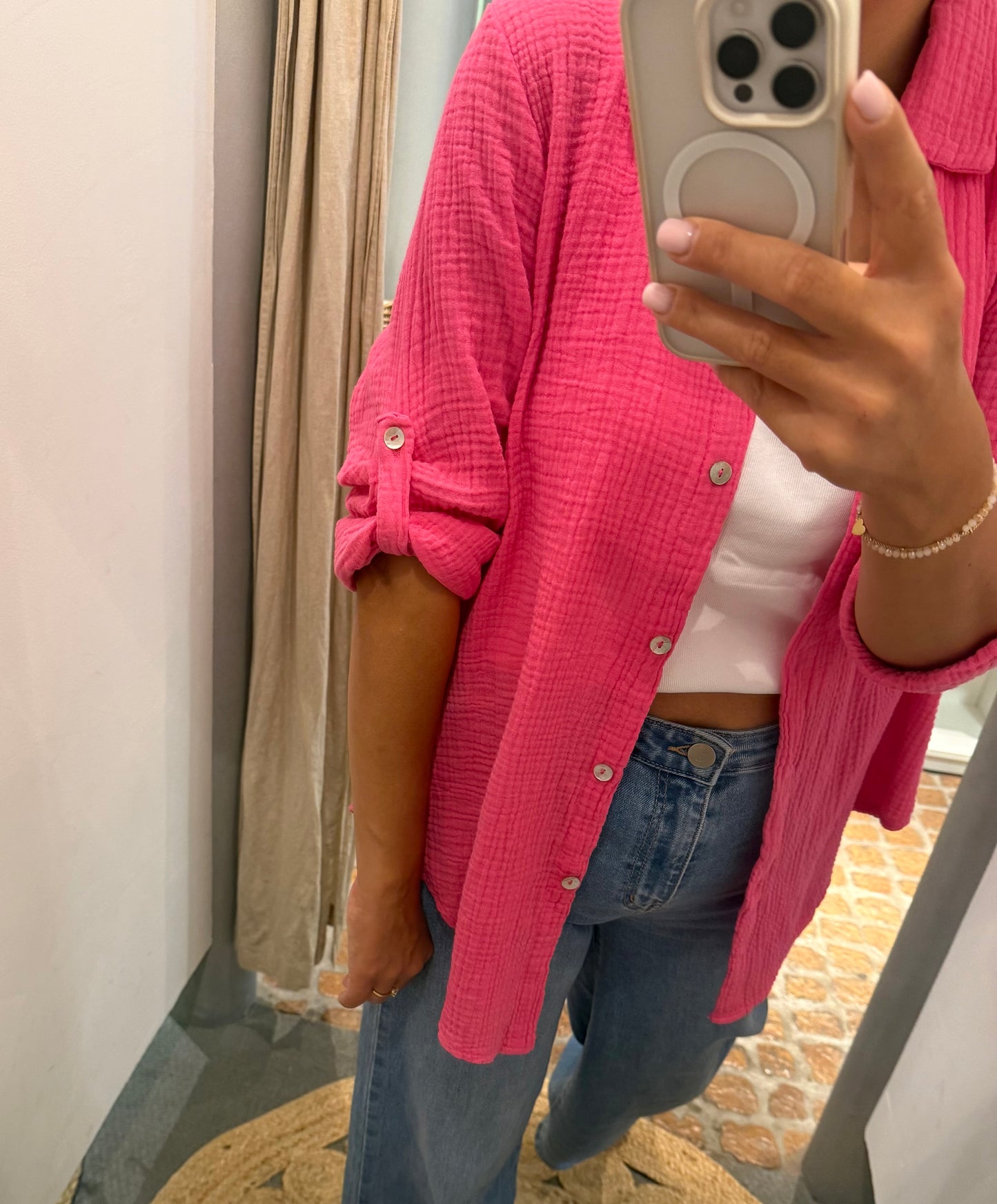 Musselin Bluse raspberry pink