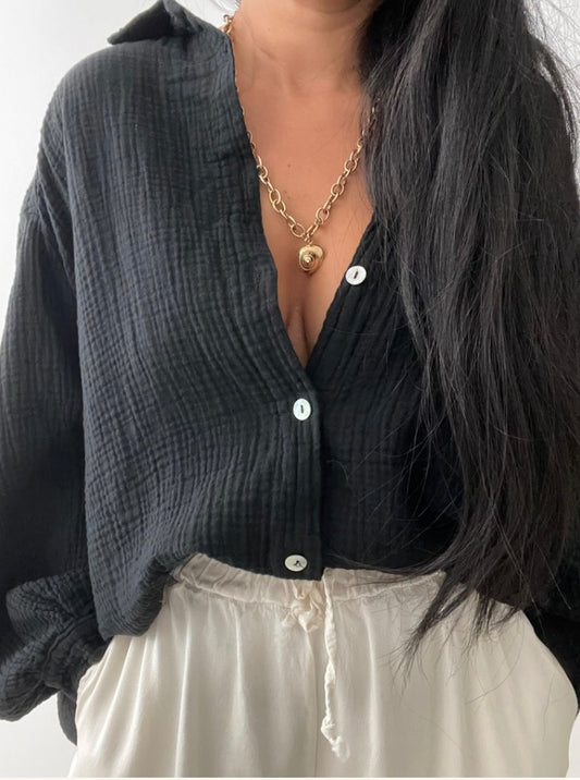 Musselin Bluse schwarz
