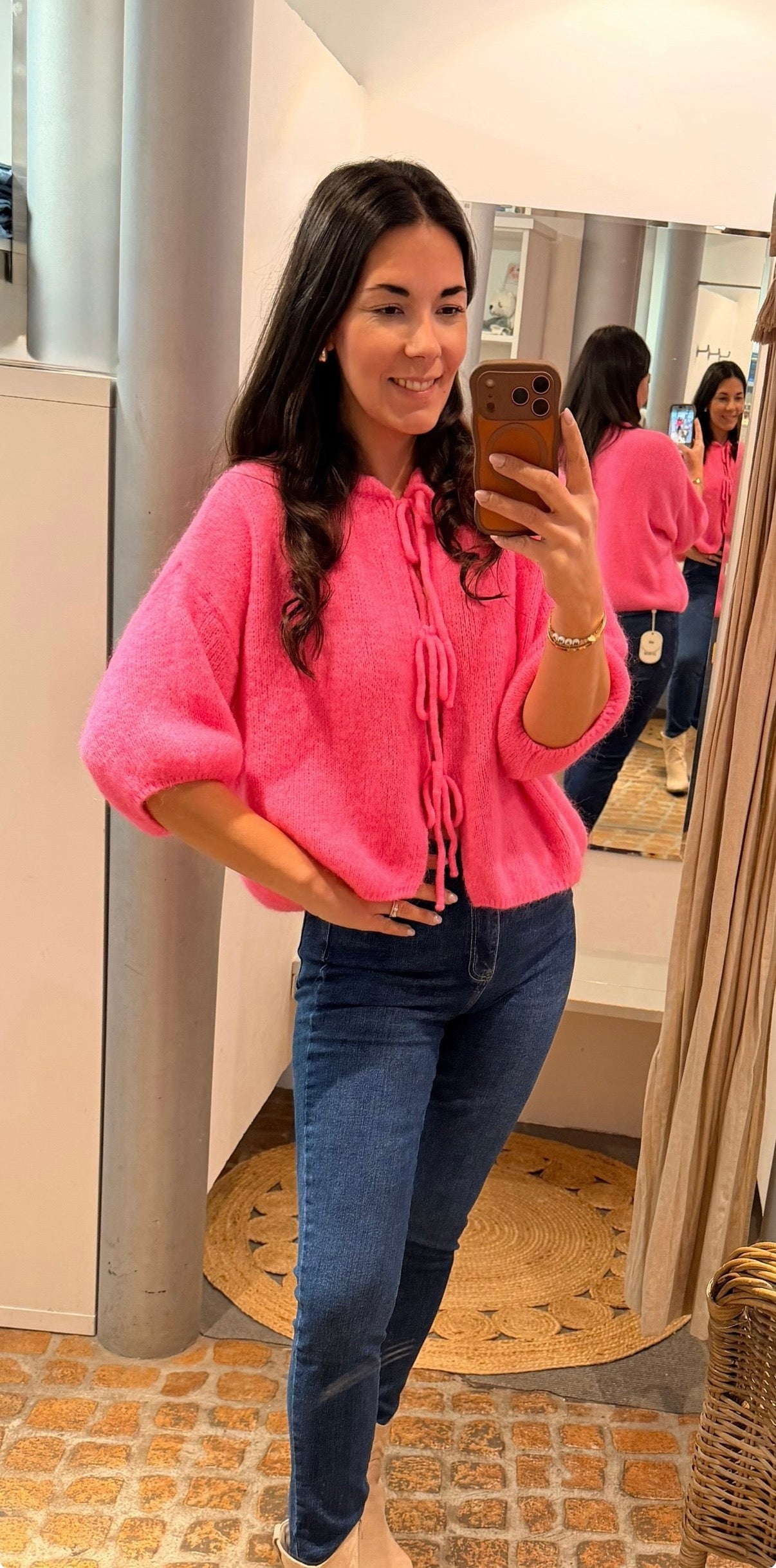 Cardigan mit Schleifen in pink