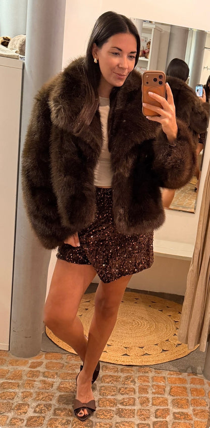 Pailletten Skort Tosca brown