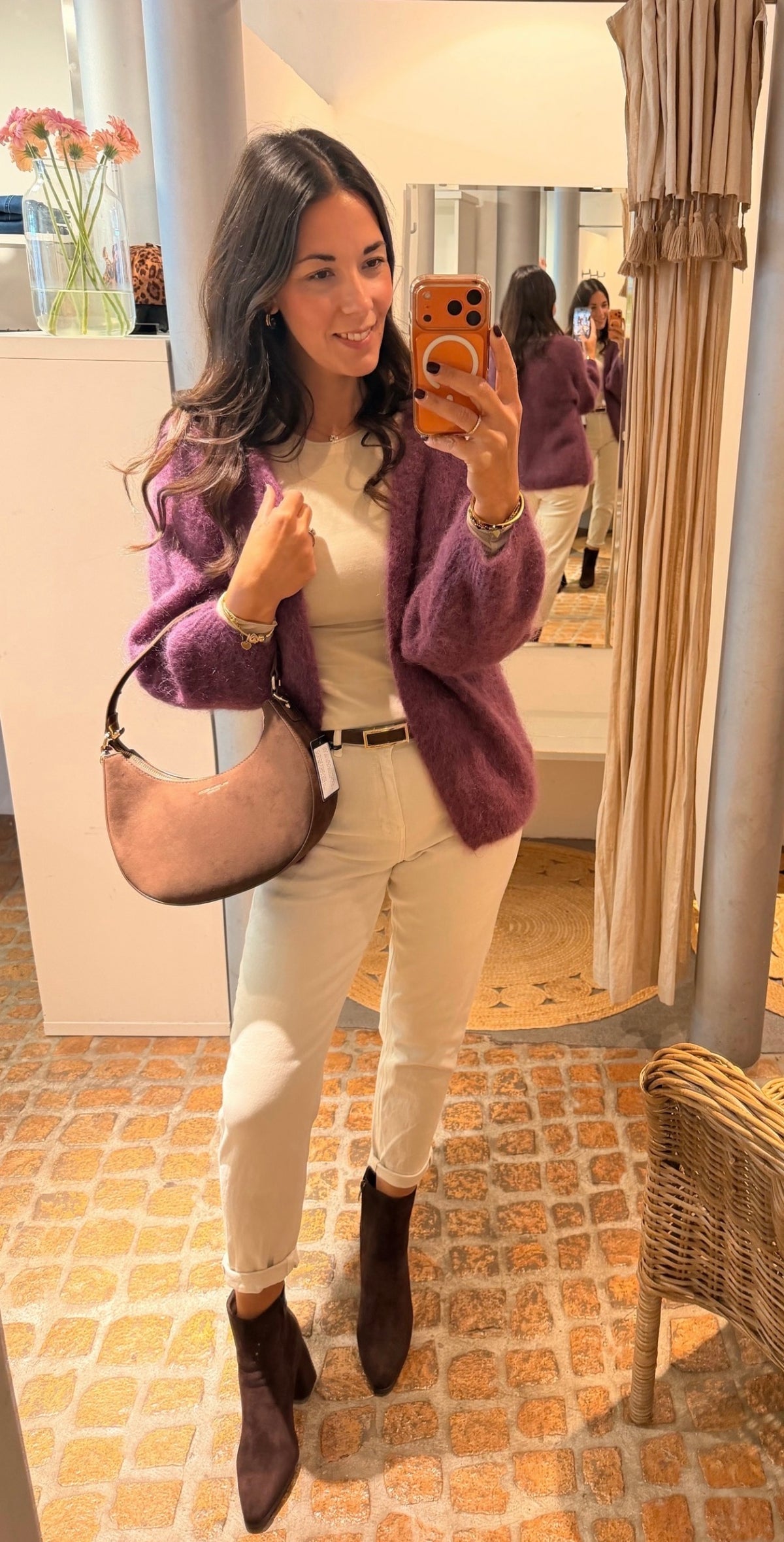 KUSCHELIGER MOHAIR CARDIGAN PLUM