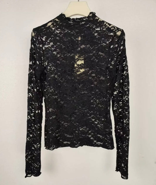 Longsleeve Lace in schwarz