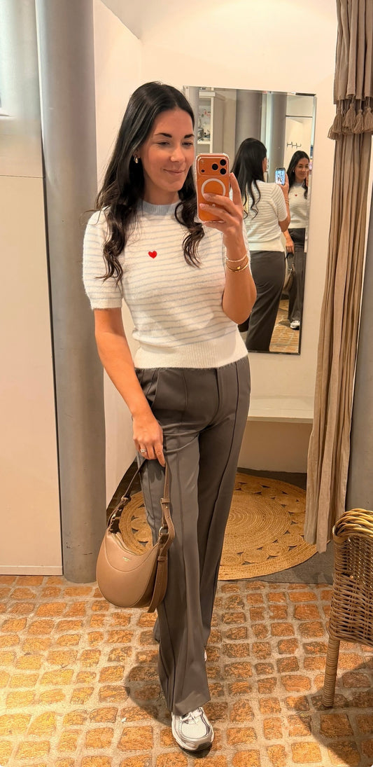 Midi Pulli Kurzarm hellblau gestreift