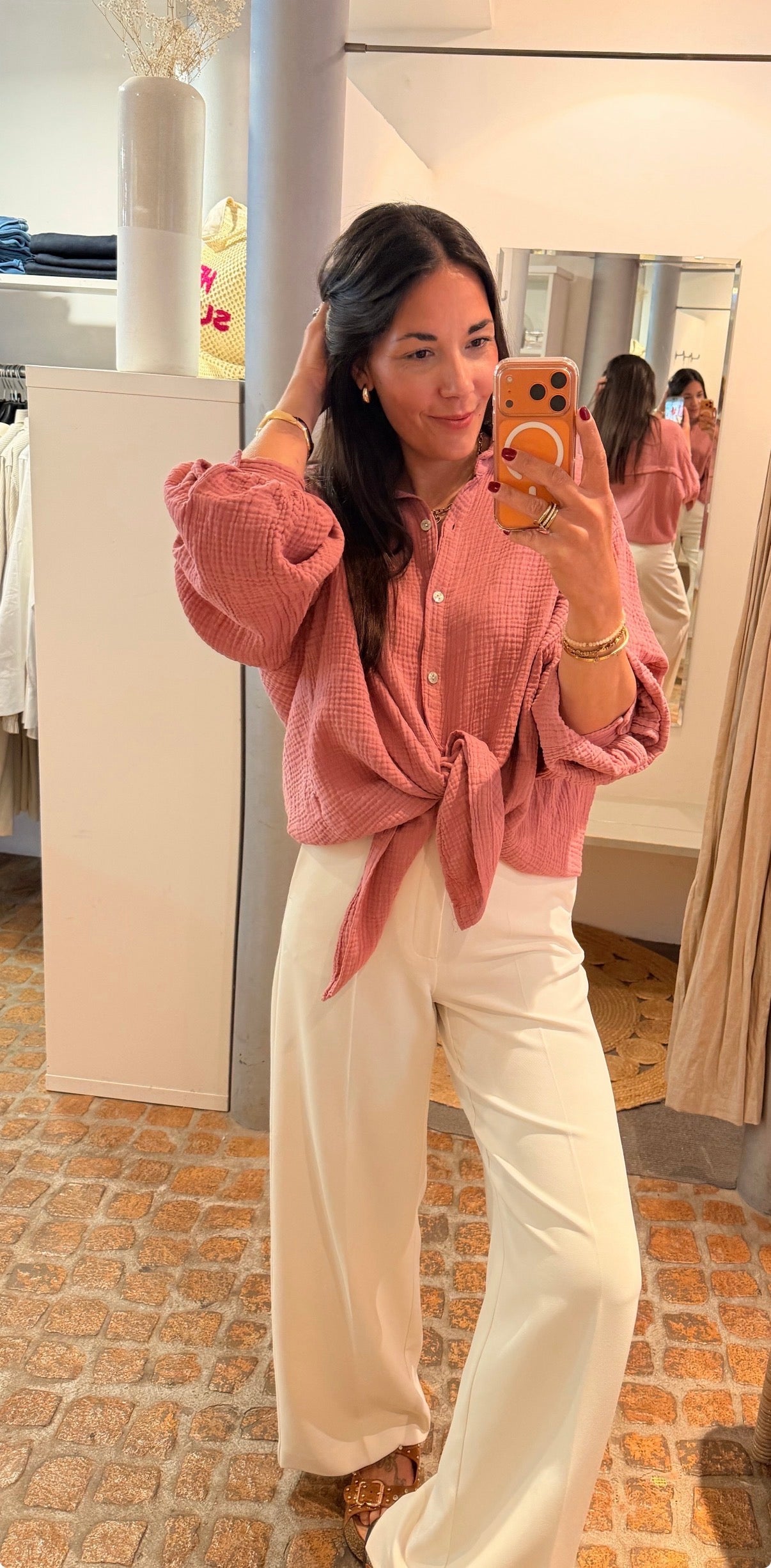 MUSSELIN BLUSE ALTROSA OVERSIZED