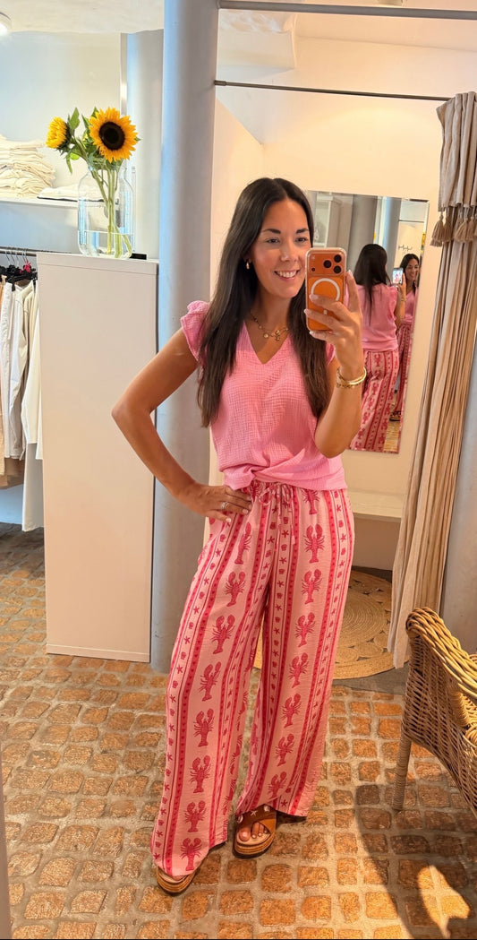MUSSELIN BLUSE VOLANT PINK