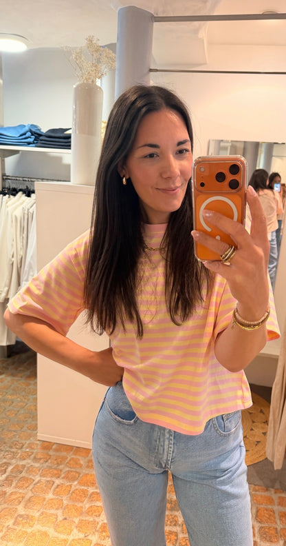 CROPPED T-SHIRT STREIFEN YELLOW