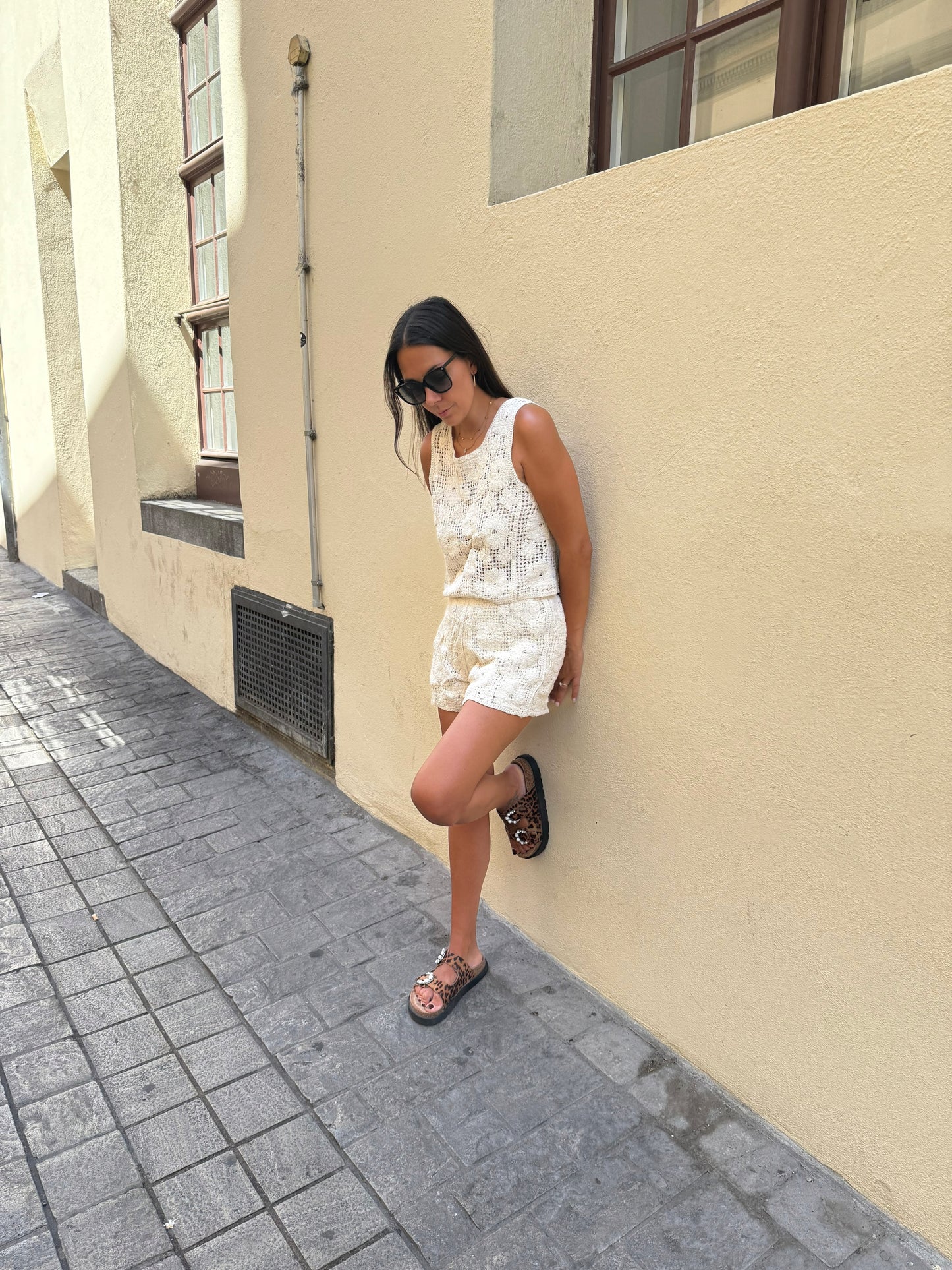 Shorts Crochet beige