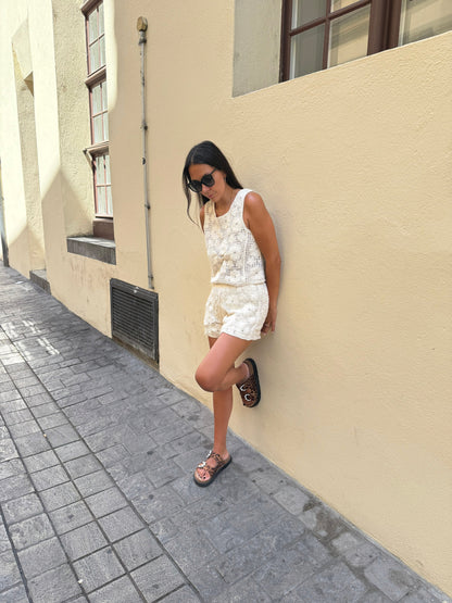 Shorts Crochet beige