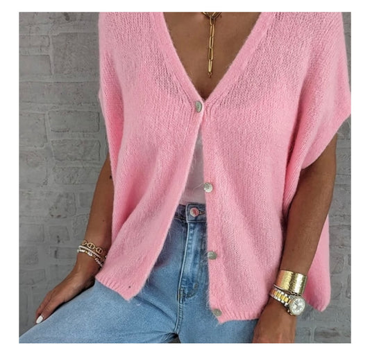 Oversized Strick Pullunder in rosa