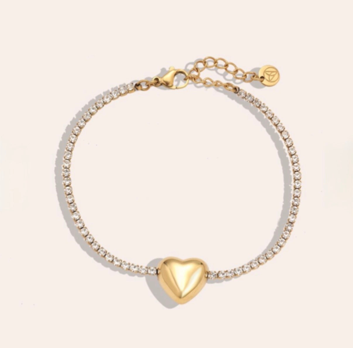 Armband mit Strasssteinen und Herz gold