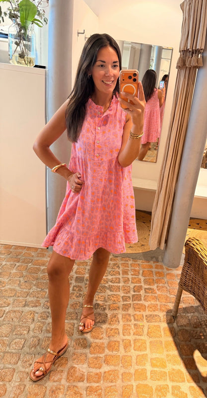 MIDI DRESS MUSSELIN LEO PINK