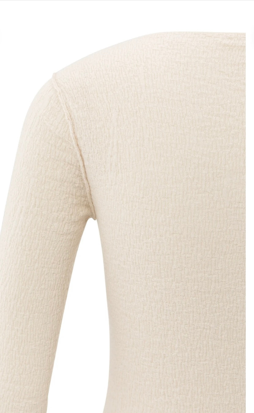 YAYA Feinstrickoberteil Kaschmir mit Struktur in beige