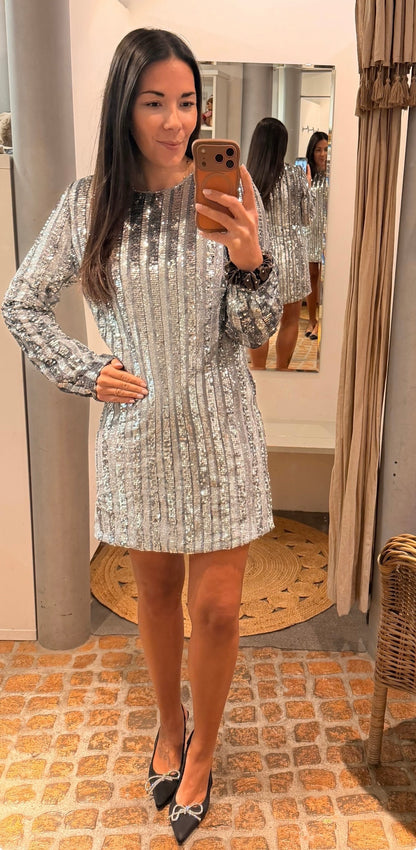 Pailletten Kleid silver