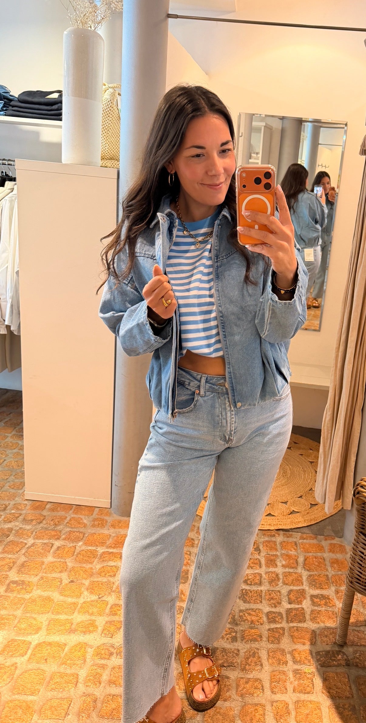 MIDI PUFFY JEANS JACKE