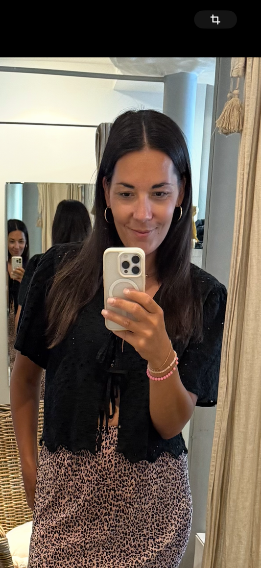 Bluse zum binden in schwarz