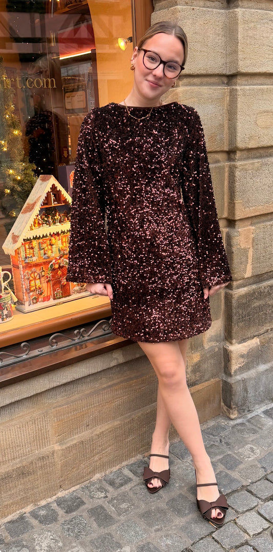 Pailletten Kleid BOW Brown