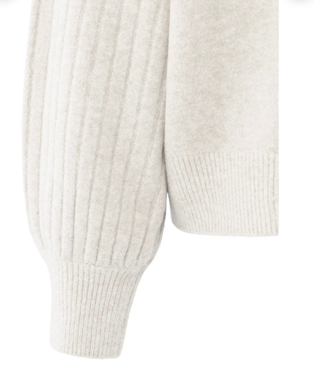 YAYA Pulli mit gerippten Ärmeln Offwhite