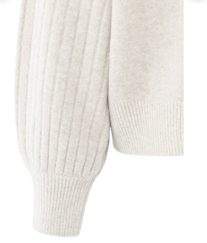 YAYA Pulli mit gerippten Ärmeln Offwhite