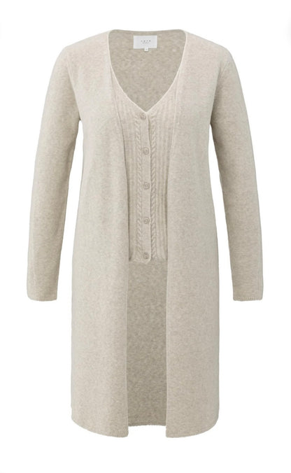 YAYA long Cardigan mit Weste im Zopfmuster