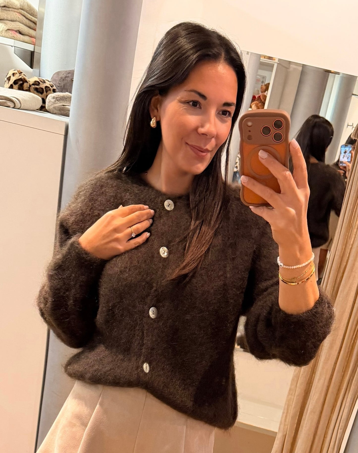 Kuscheliger Mohair Cardigan dunkelbraun