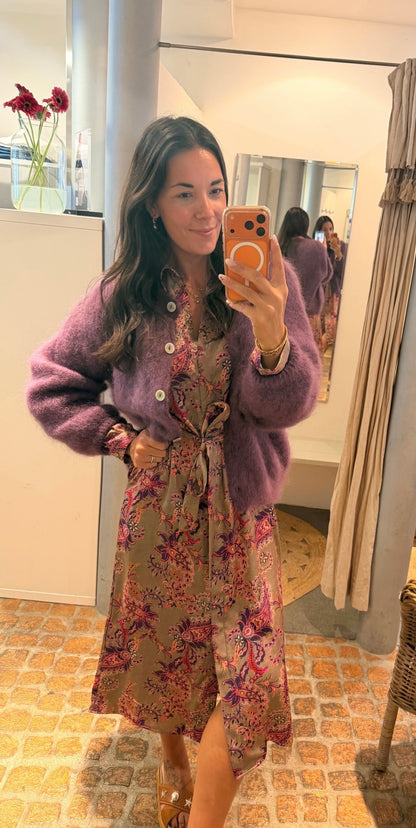 MOHAIR CARDIGAN PLUM