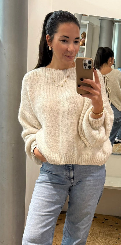 Cardigan mit Schleifen beige