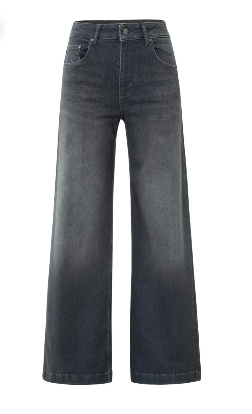 YAYA Jeans mit hohem Bund und weitem Bein grey denim
