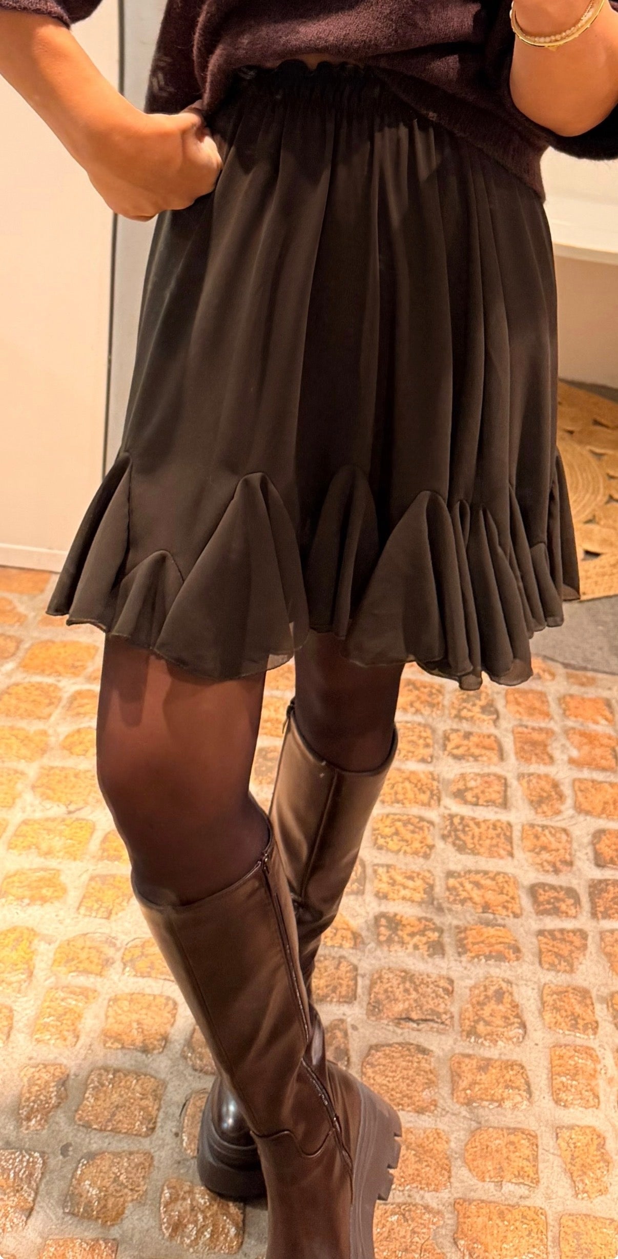 Midi Rock in dunkelbraun