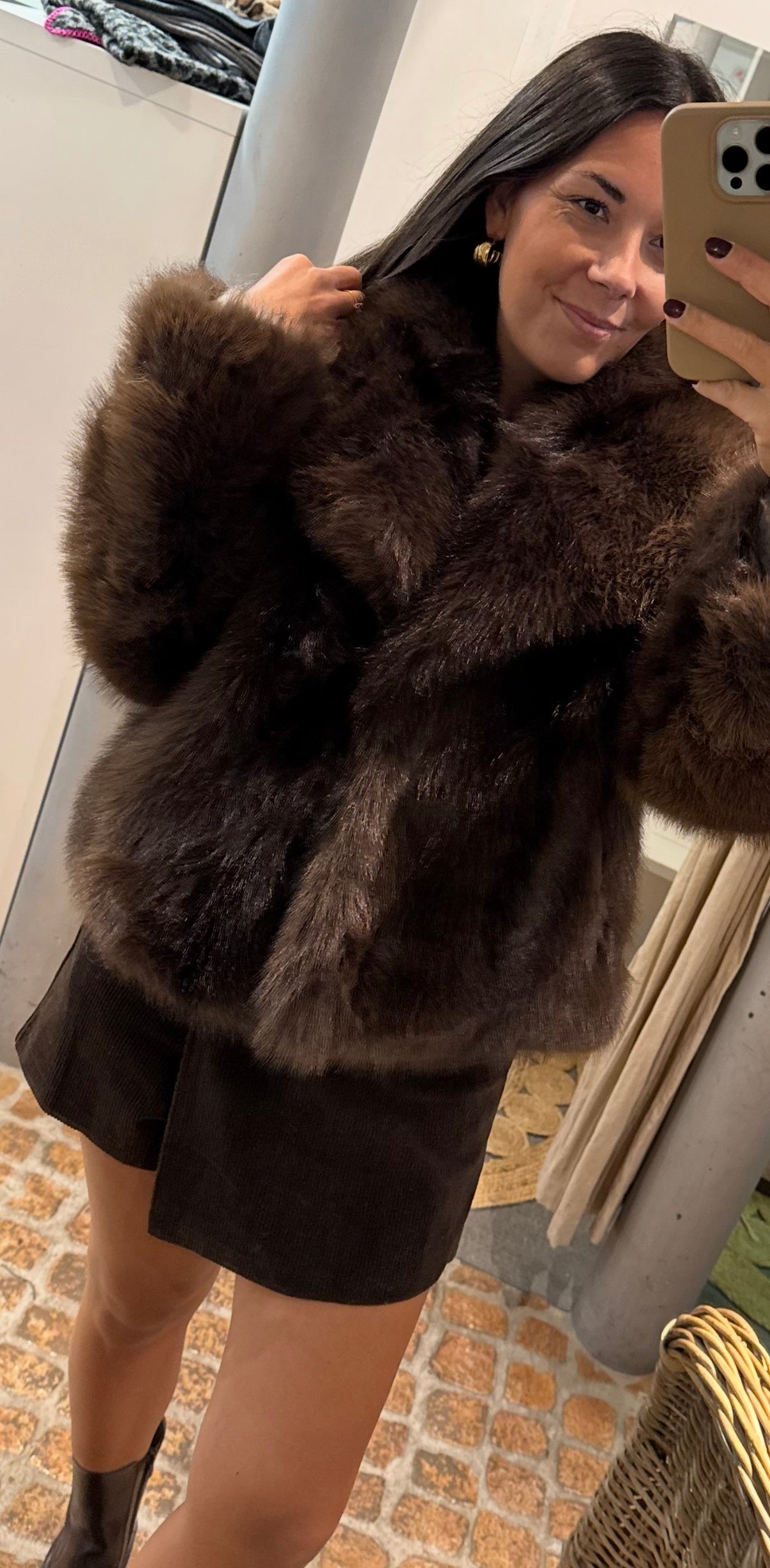 Felljacke Cosy in schokobraun