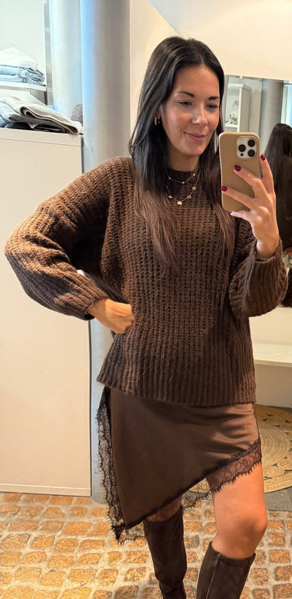 Satin Dress - Longtop choco